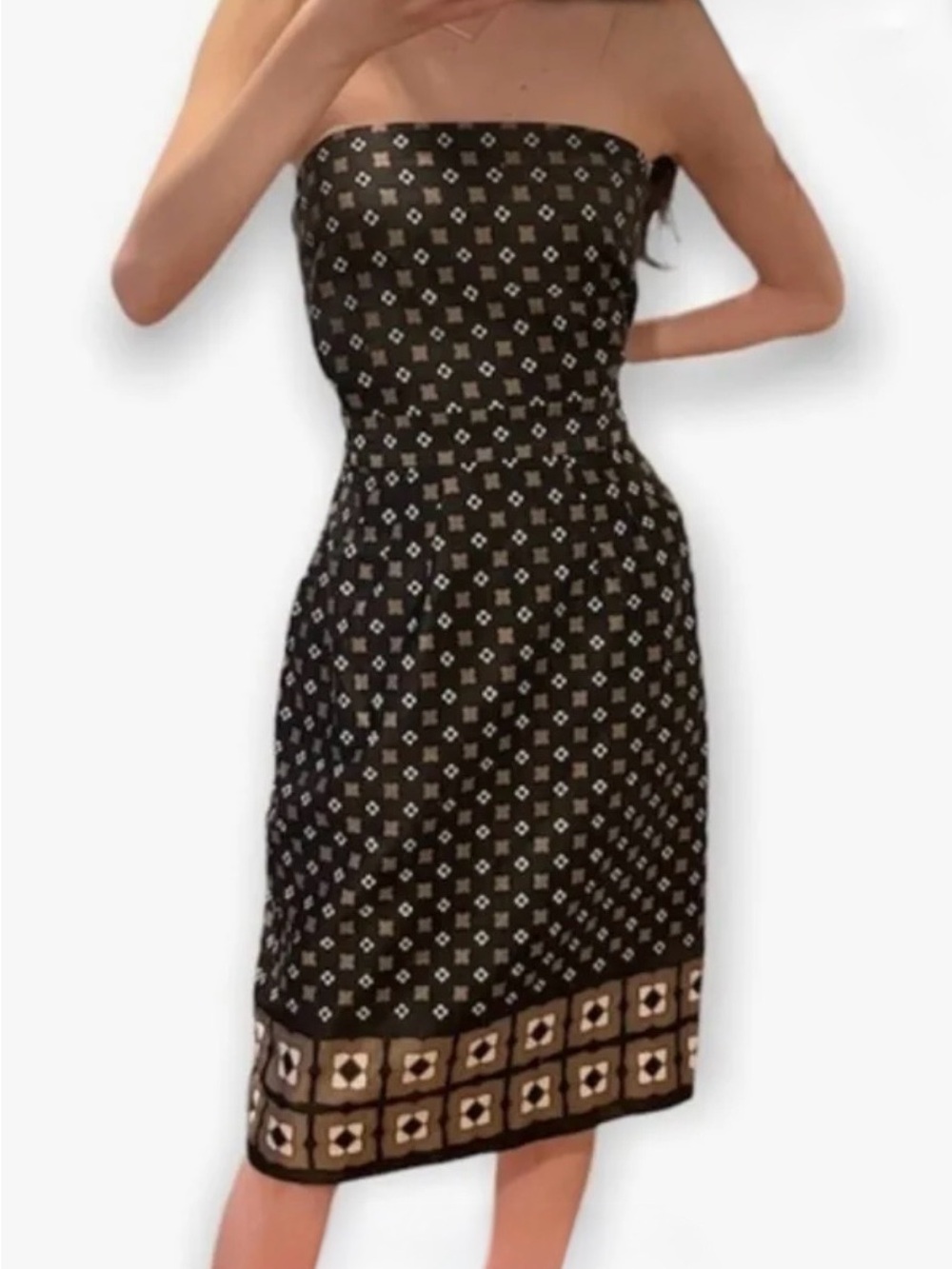 LIKE NEW Black & Cream Sheath Dress ~ Strapless ~ Autumn Wedding Cocktail ~ 12